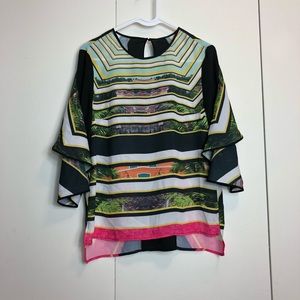 Clover Canyon Butterfly Sleeve Abstract Top